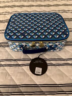 Target Tory Burch Neiman Marcus Blue Insulate Lunch Box Makeup Bag NWT Designer